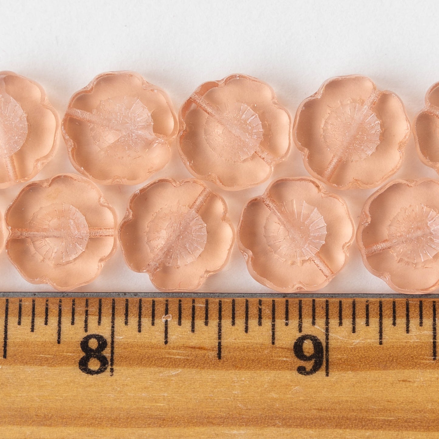 14mm Glass Flower Beads - Pink Rosaline - 10 beads