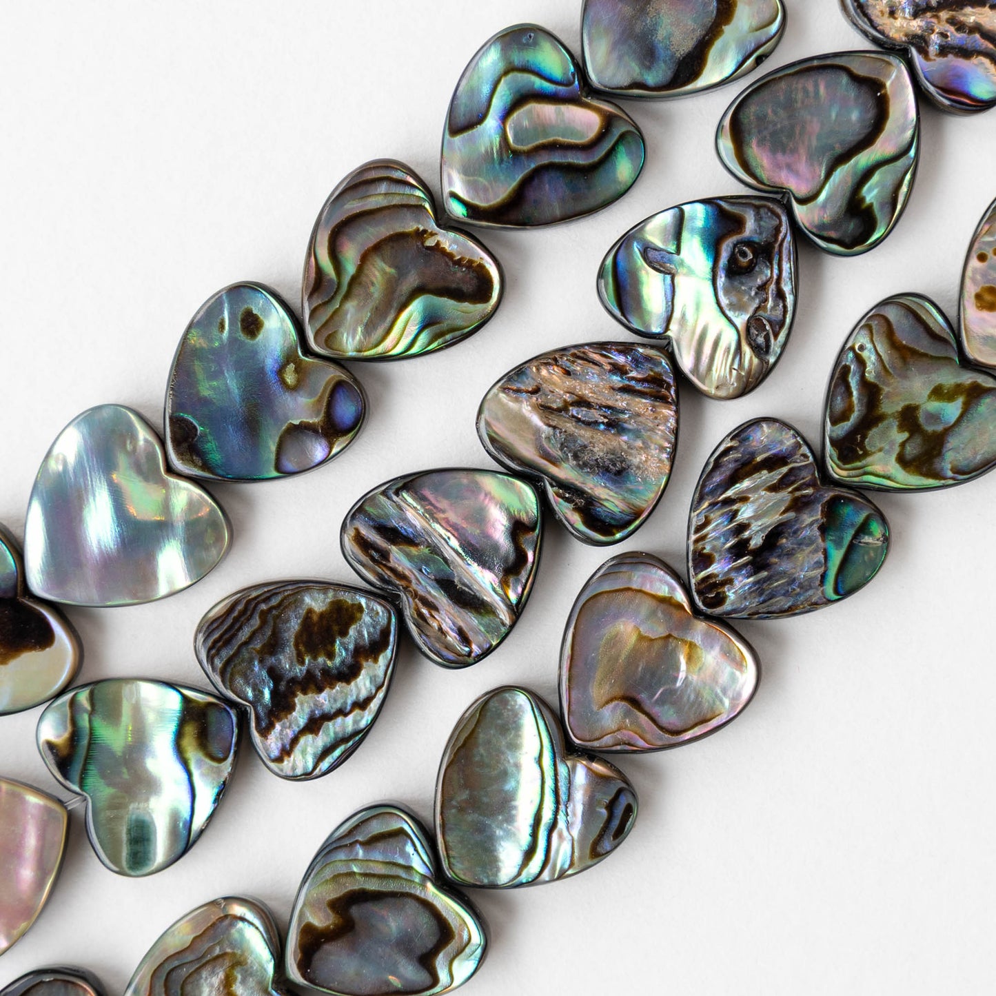 14mm Abalone Heart Beads - Half or Whole Strand