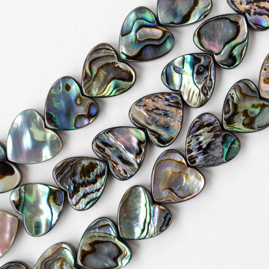 14mm Abalone Heart Beads - Half or Whole Strand