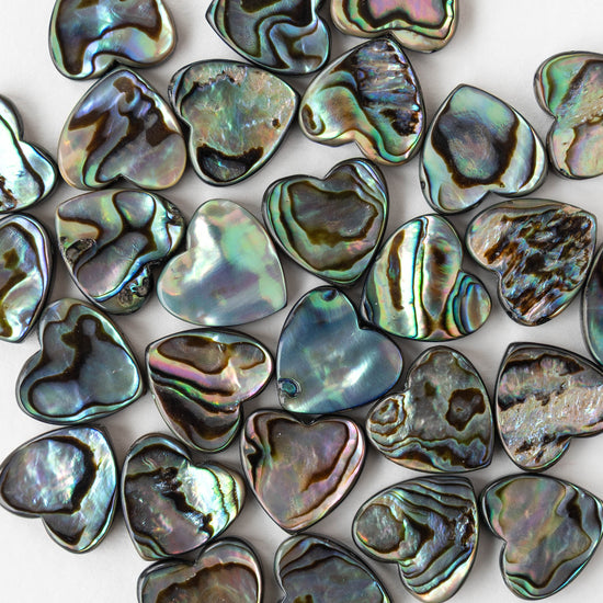 14mm Abalone Heart Beads - Half or Whole Strand
