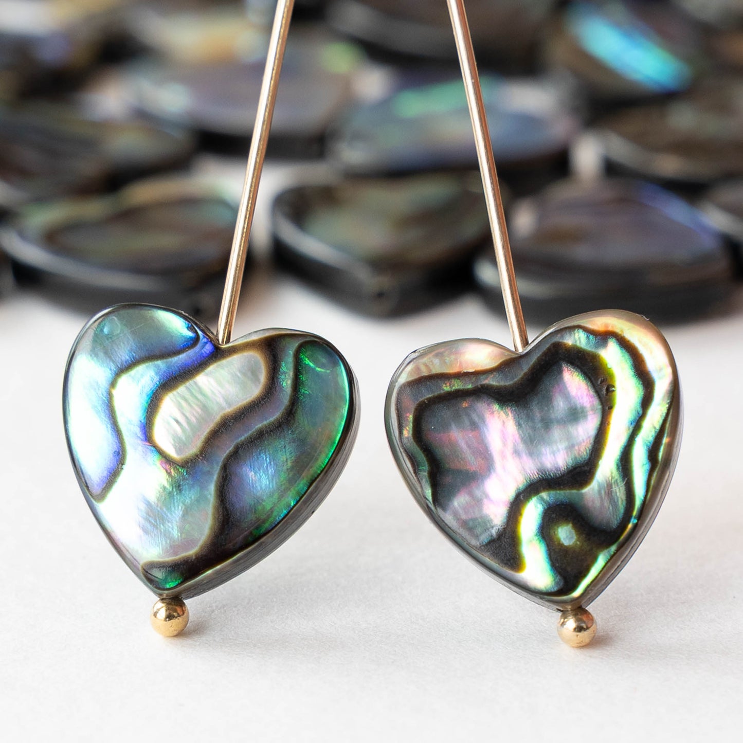 14mm Abalone Heart Beads - Half or Whole Strand