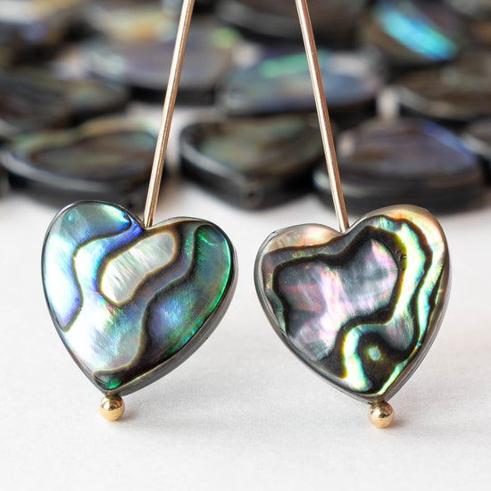 14mm Abalone Heart Beads - Half or Whole Strand