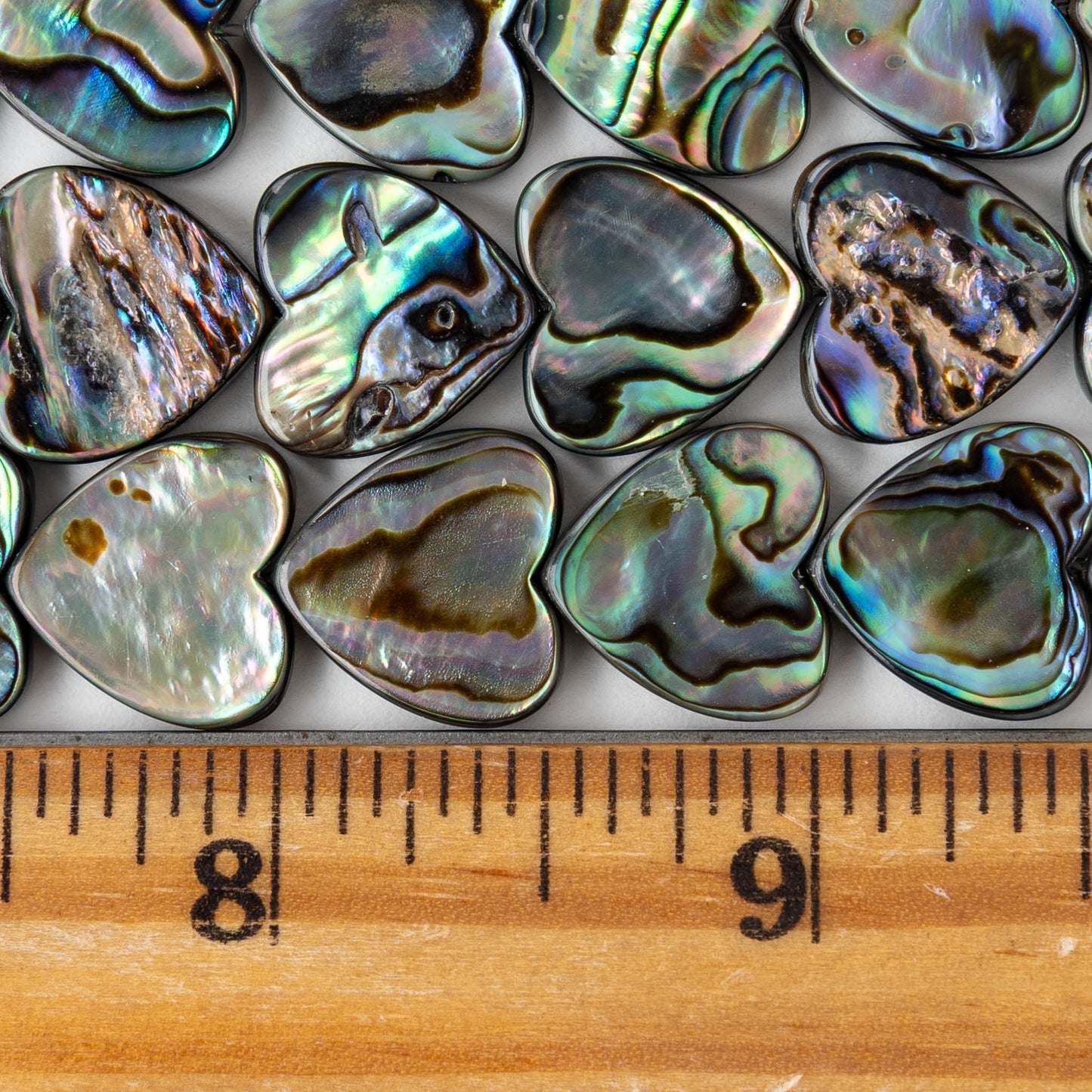 14mm Abalone Heart Beads - Half or Whole Strand