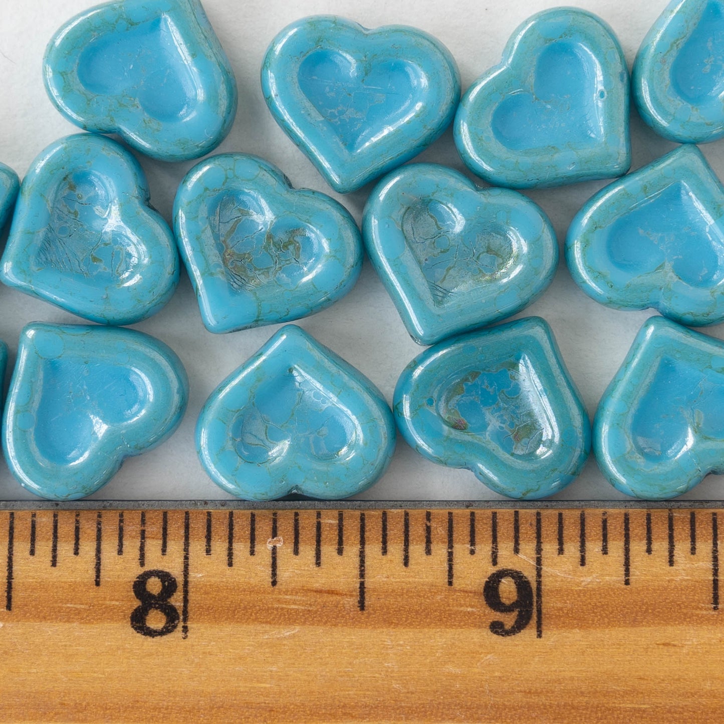 10pc Gradient Czech Lampwork Crystal Glass Heart Beads Charms