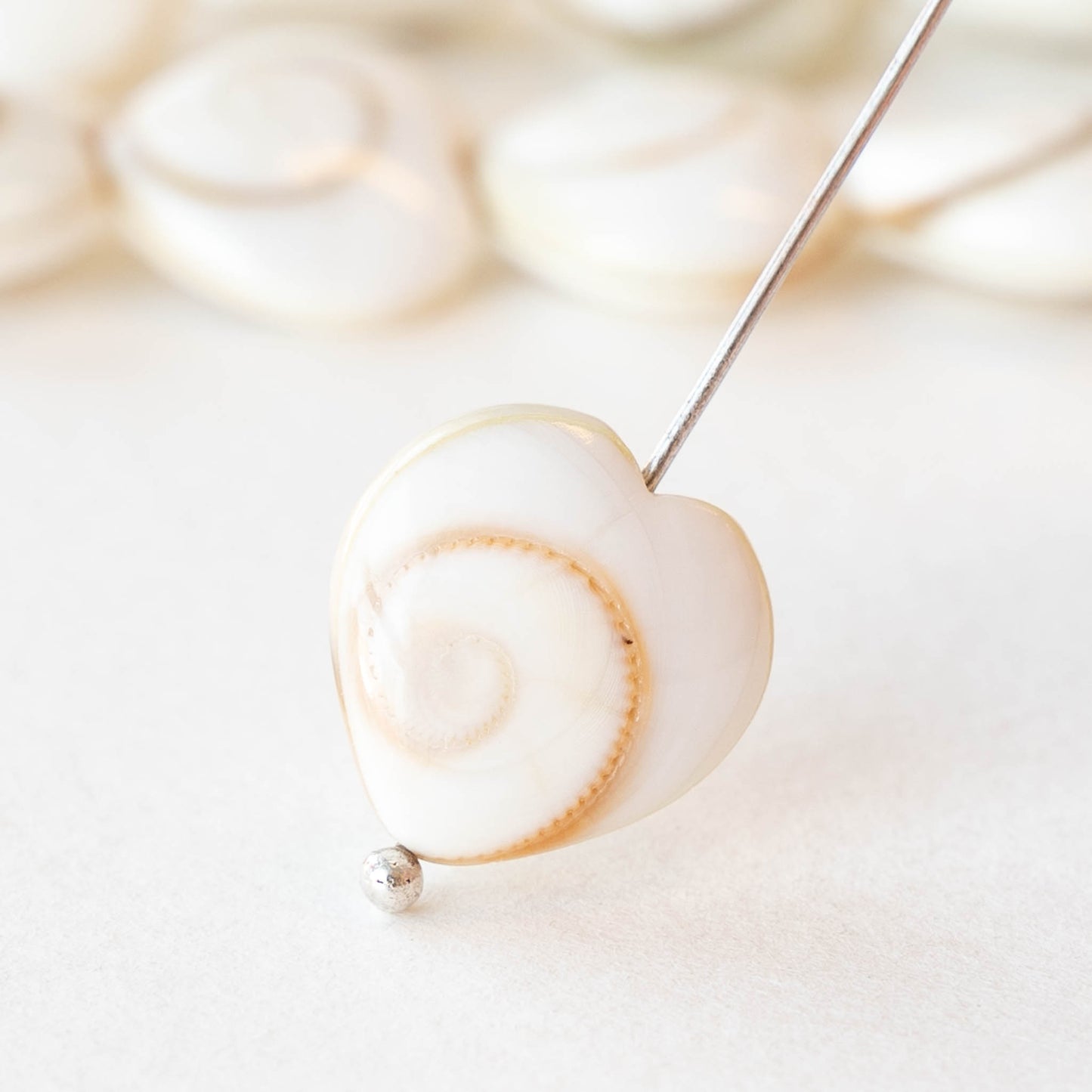 14mm Shiva Shell Heart Beads - 6 or 18 coins