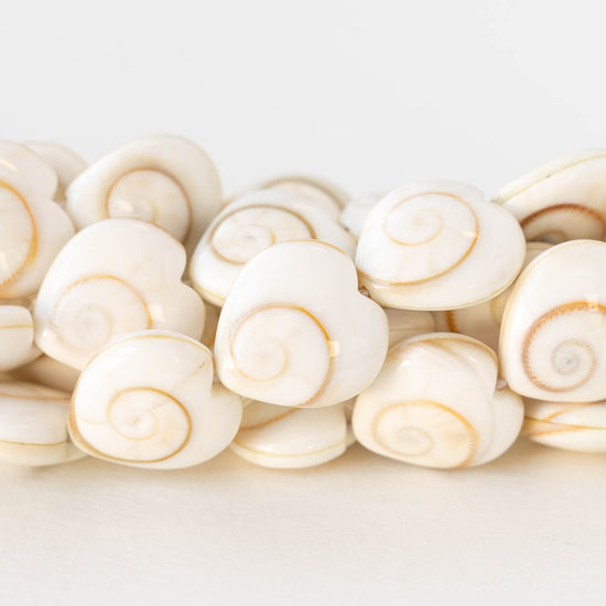 14mm Shiva Shell Heart Beads - 6 or 18 coins