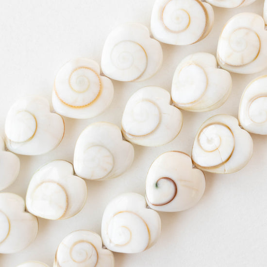 14mm Shiva Shell Heart Beads - 6 or 18 coins