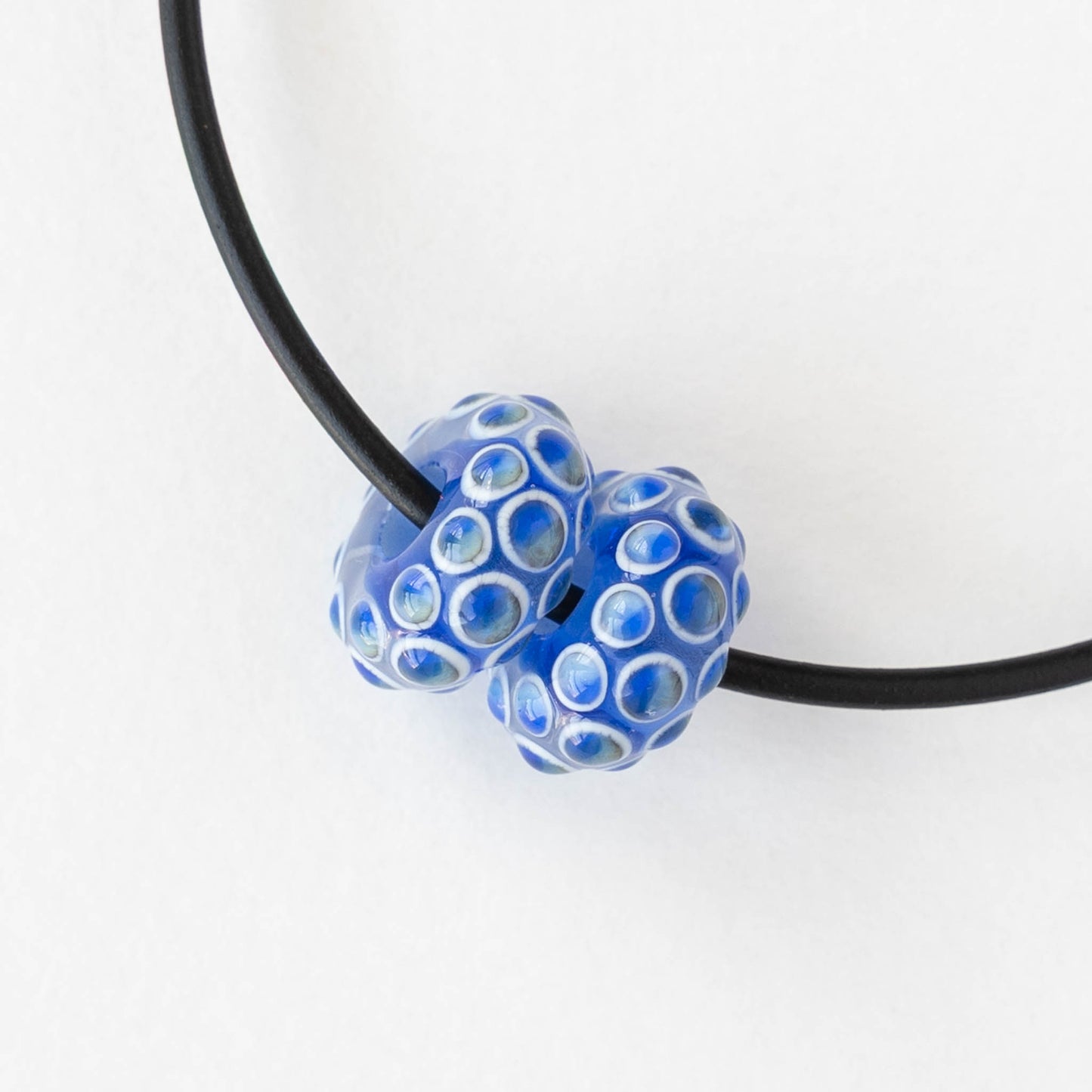 14mm Lampwork Donut Beads - Crystal Blue - 1 Bead