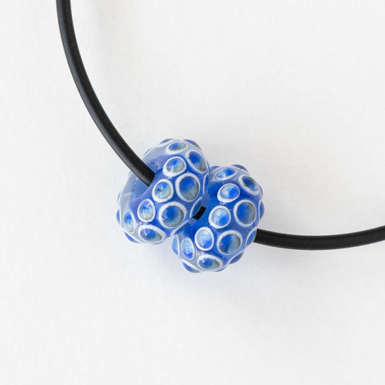 14mm Lampwork Donut Beads - Crystal Blue - 1 Bead