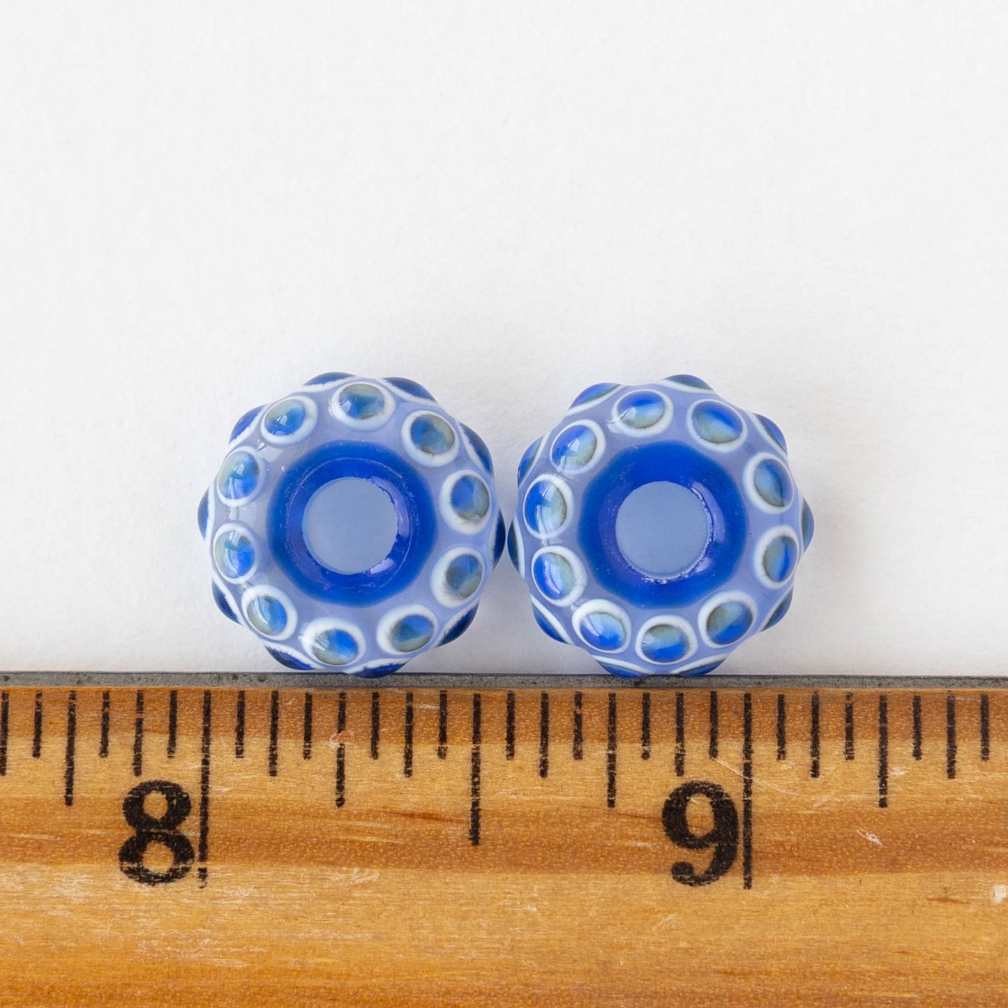 14mm Lampwork Donut Beads - Crystal Blue - 1 Bead