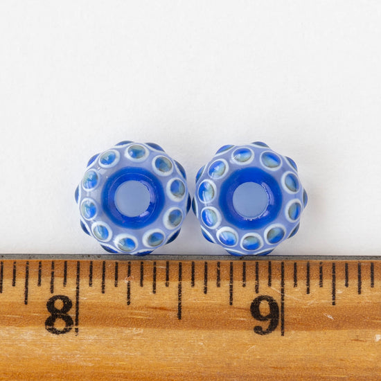14mm Lampwork Donut Beads - Crystal Blue - 1 Bead