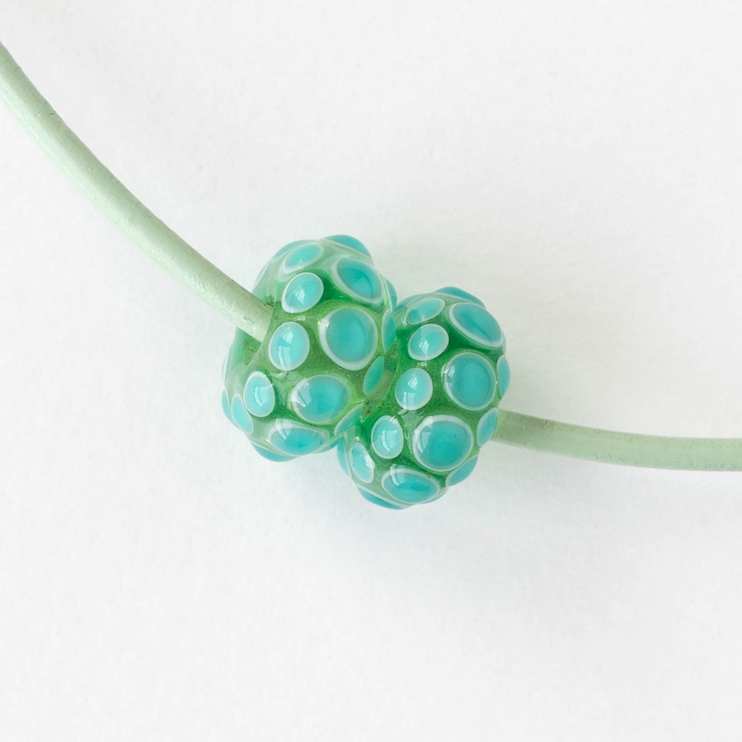 14mm Lampwork Donut Beads - Green Turquoise - 1 Bead