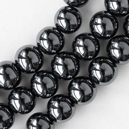 14mm Round Hematite Beads - 10 Beads