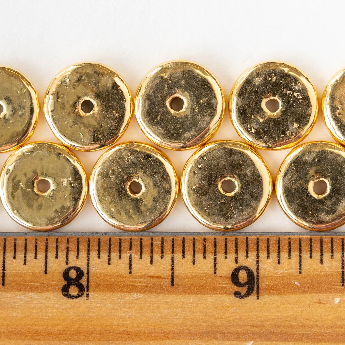 14mm - 24K Gold Round Disk Beads - Choose Amount