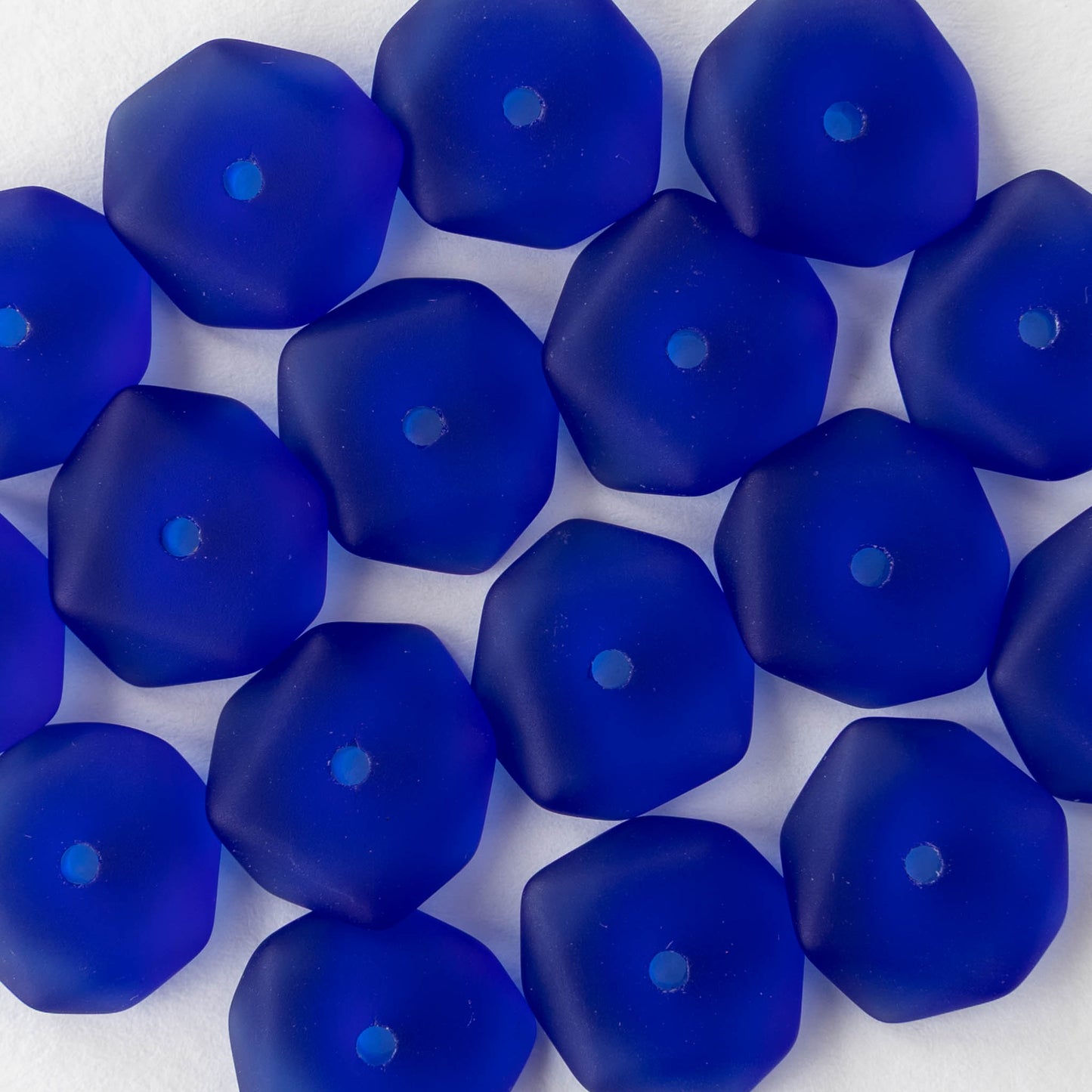 14mm Wavy Rondelle - Cobalt - 10 Beads