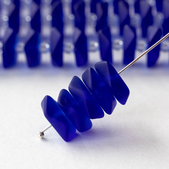 14mm Wavy Rondelle - Cobalt - 10 Beads