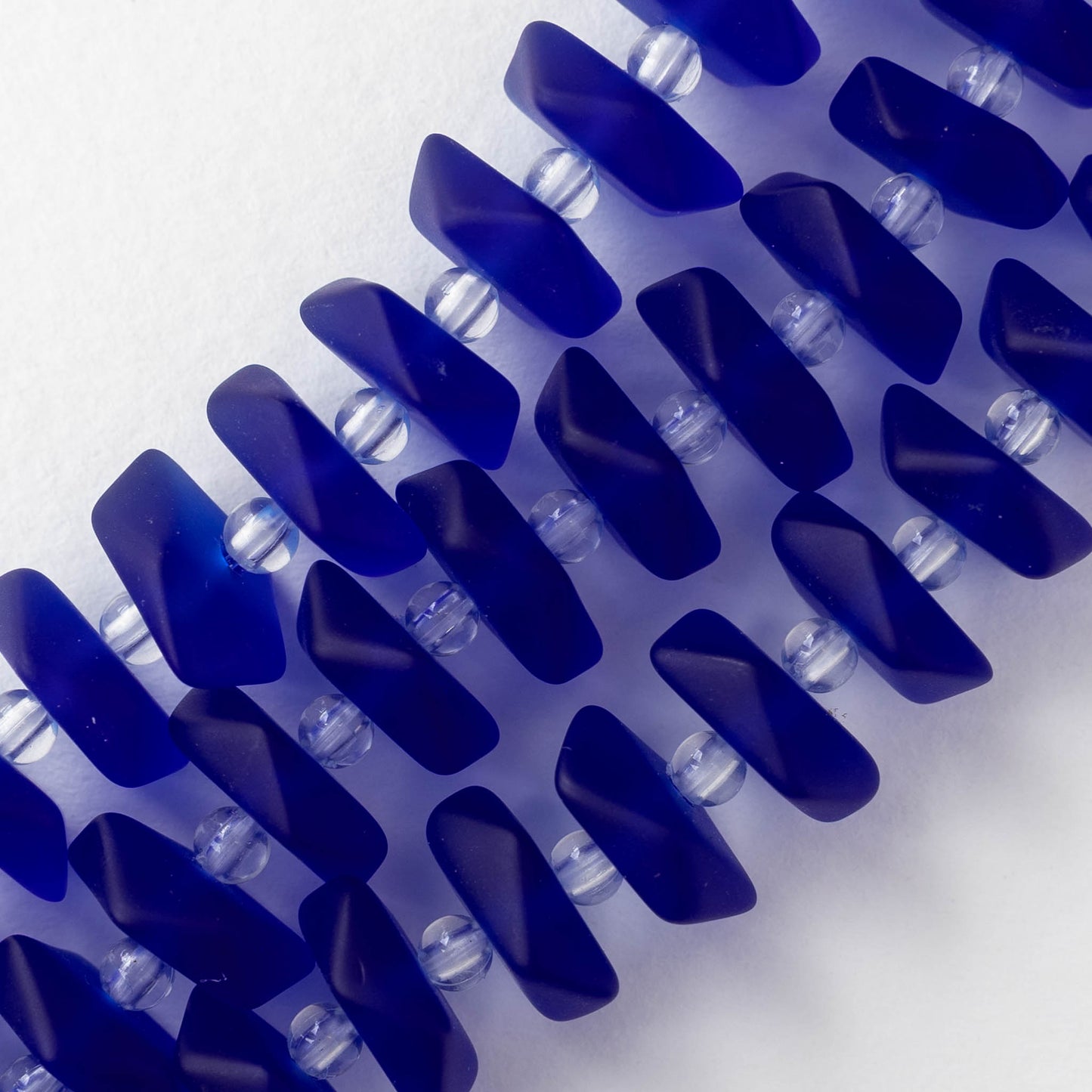 14mm Wavy Rondelle - Cobalt - 10 Beads