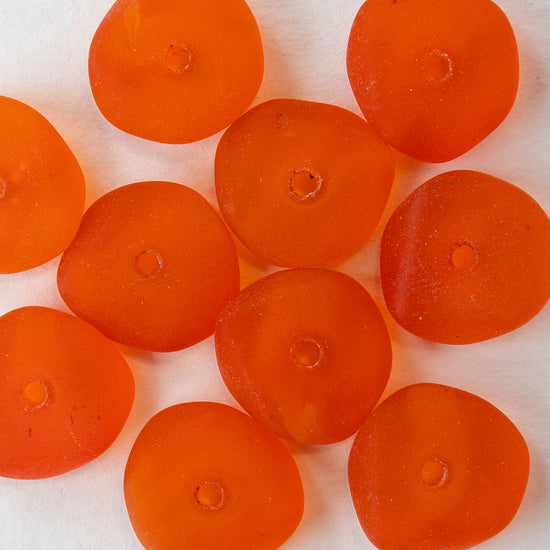 Load image into Gallery viewer, 14mm Wavy Rondelle - Orange - 10 Beads
