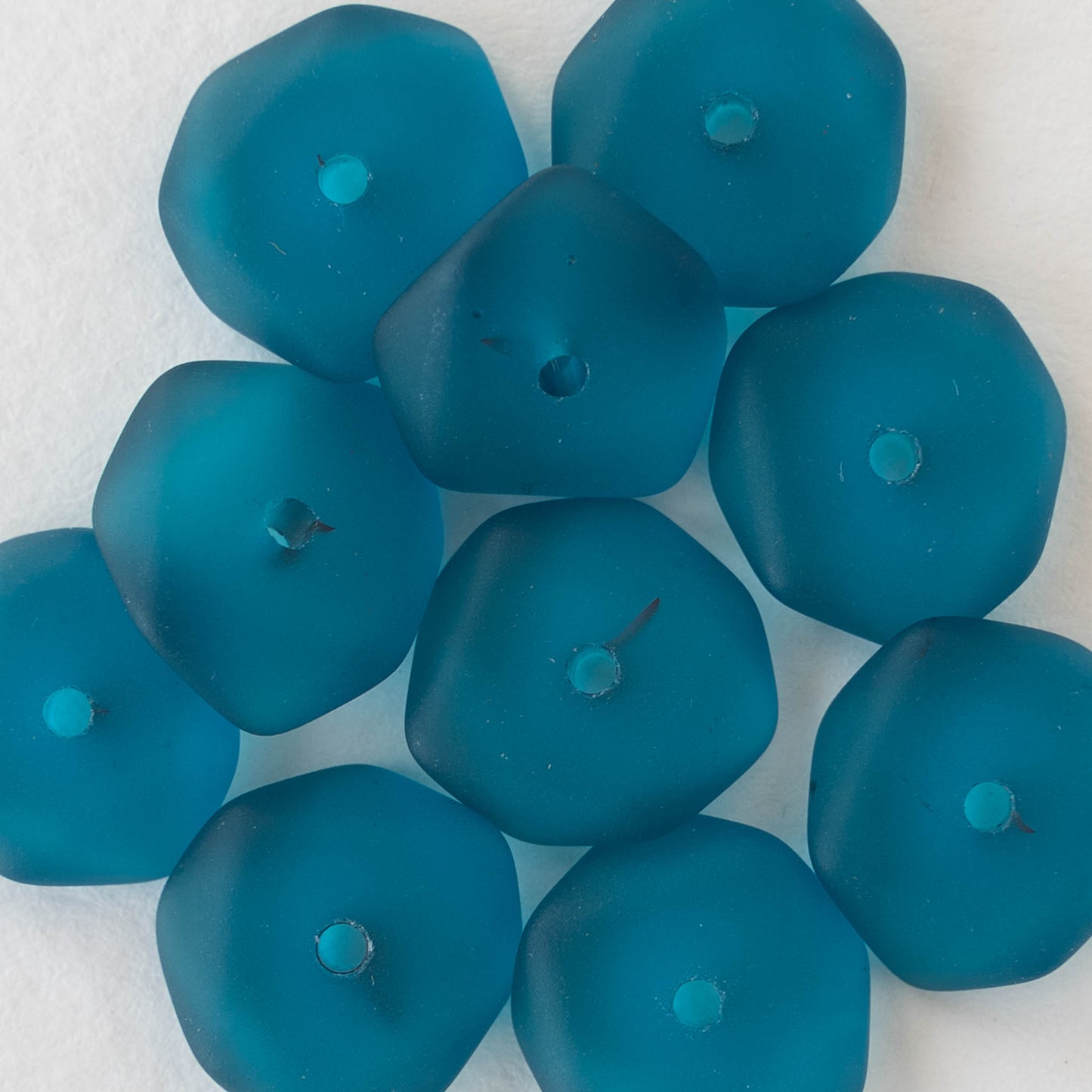 14mm Wavy Rondelle - Teal - 10 Beads