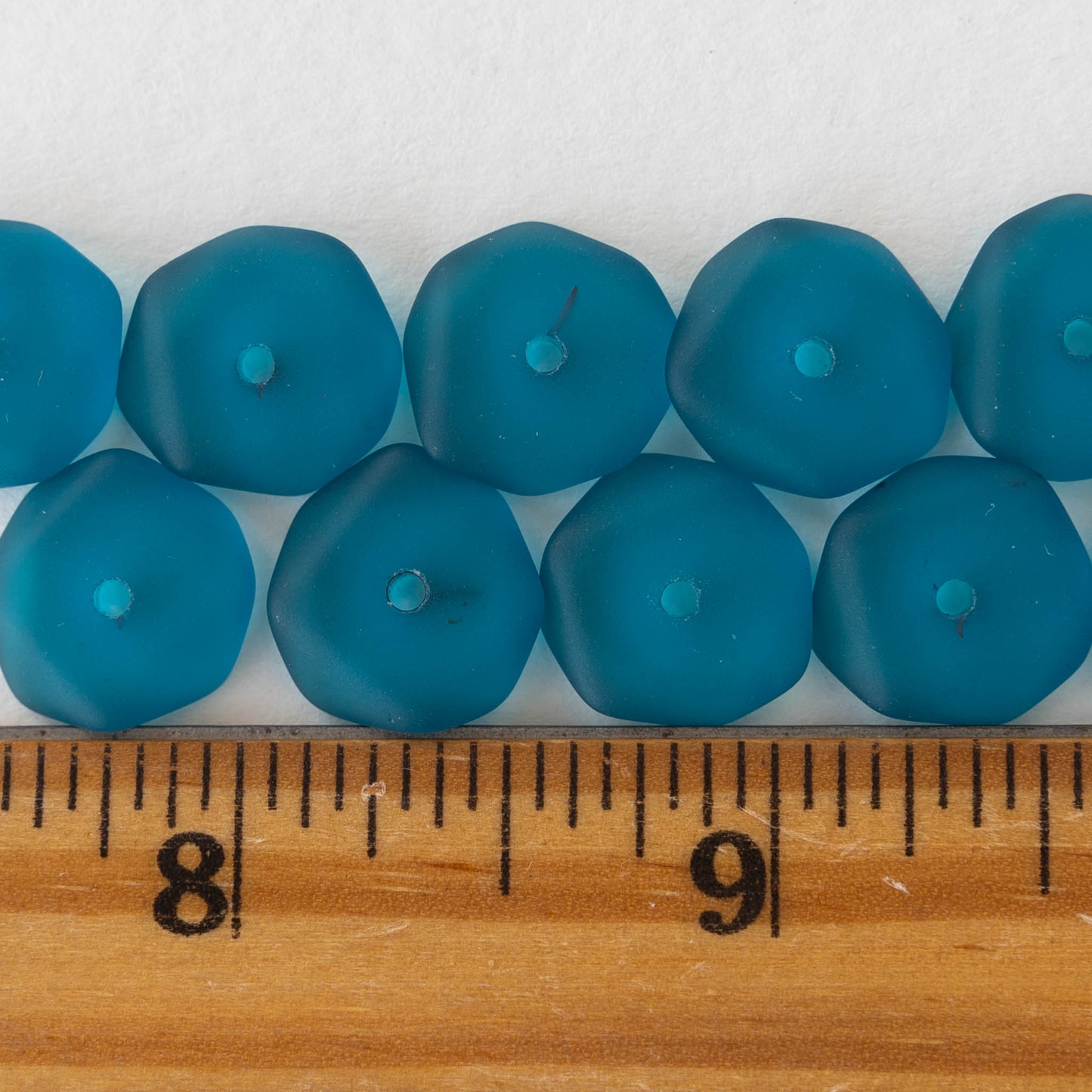 14mm Wavy Rondelle - Teal - 10 Beads