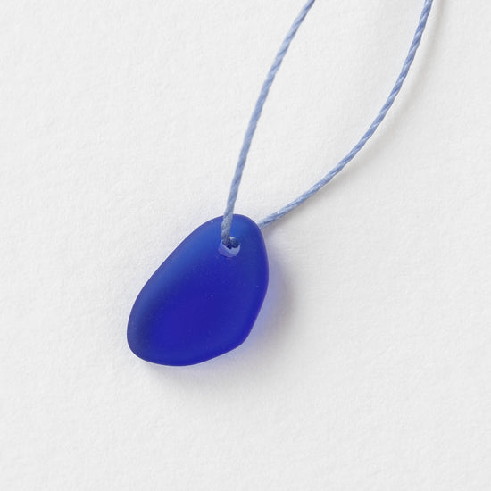 15mm Frosted Glass Freeform Pendants - Cobalt - 12 Pendants