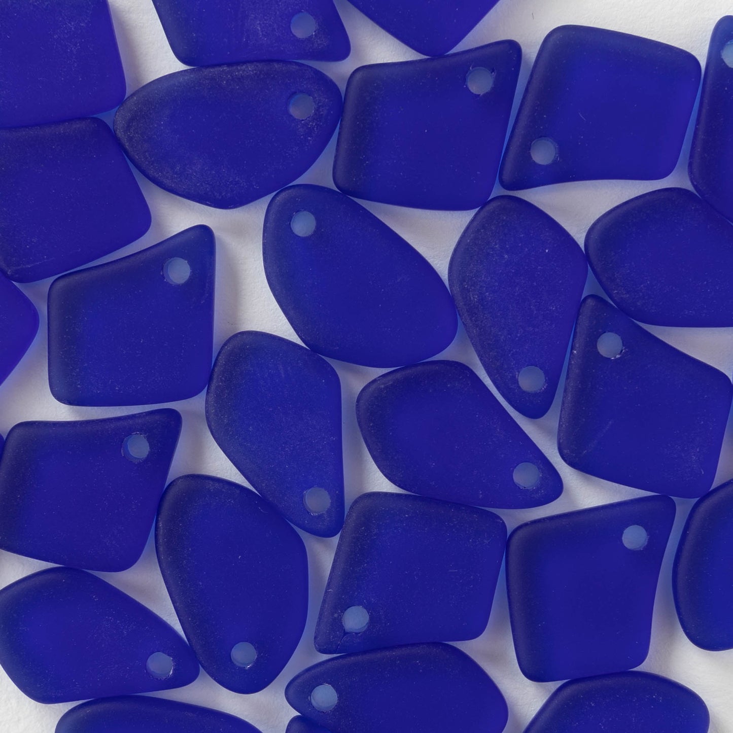 15mm Frosted Glass Freeform Pendants - Cobalt - 12 Pendants