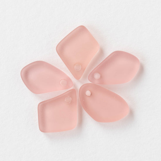 15mm Frosted Glass Freeform Pendants - Pink - 12 Pendants