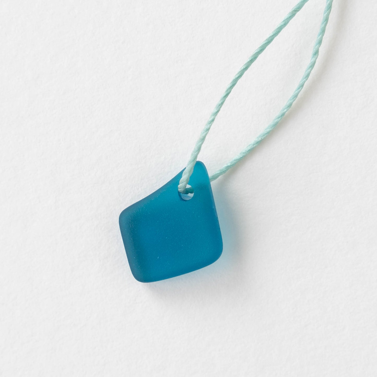 15mm Frosted Glass Freeform Pendants - Teal - 12 Pendants