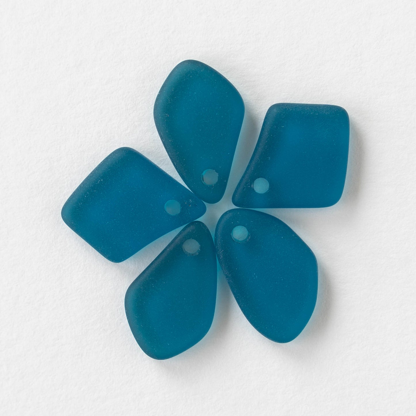 15mm Frosted Glass Freeform Pendants - Teal - 12 Pendants