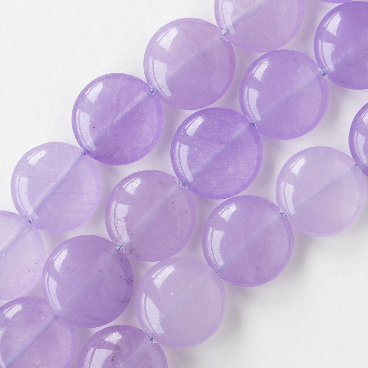 15mm Dyed Agate Coin Beads - Lilac - 10 beads