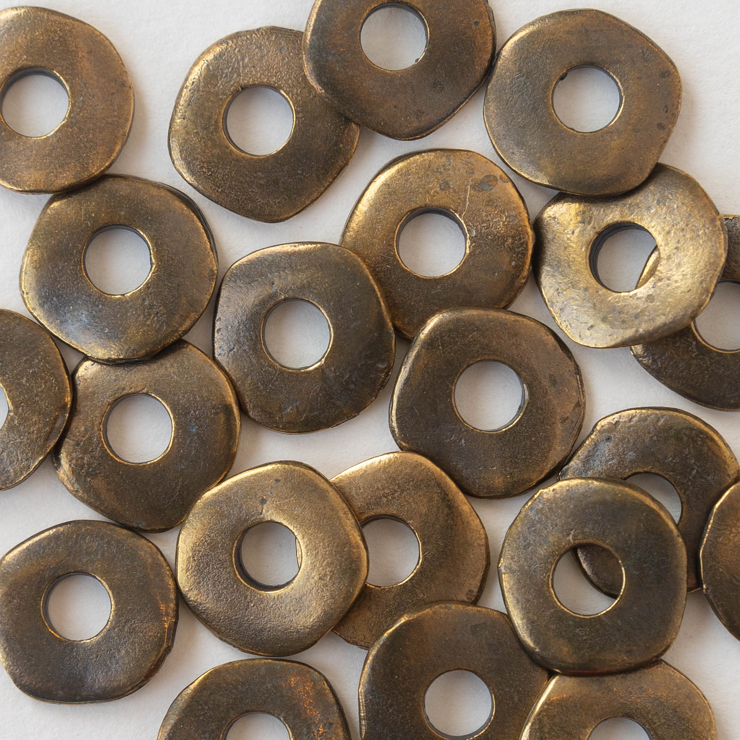 15mm Mykonos Metal Disk Beads - Brass - 10 or 30