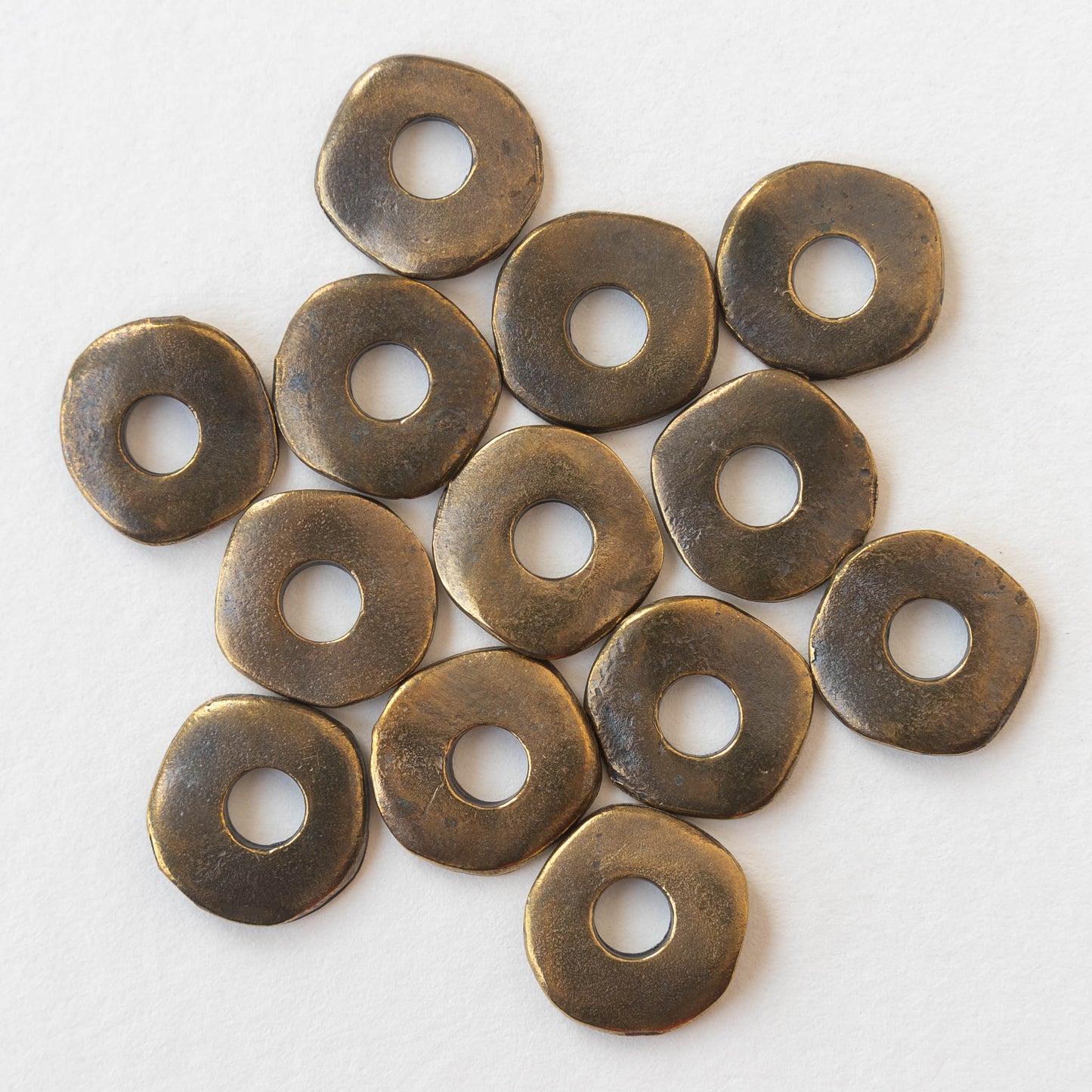 15mm Mykonos Metal Disk Beads - Brass - 10 or 30