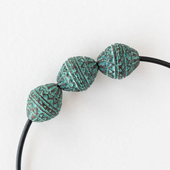15mm Mykonos Metal Oval Beads - Copper Patina