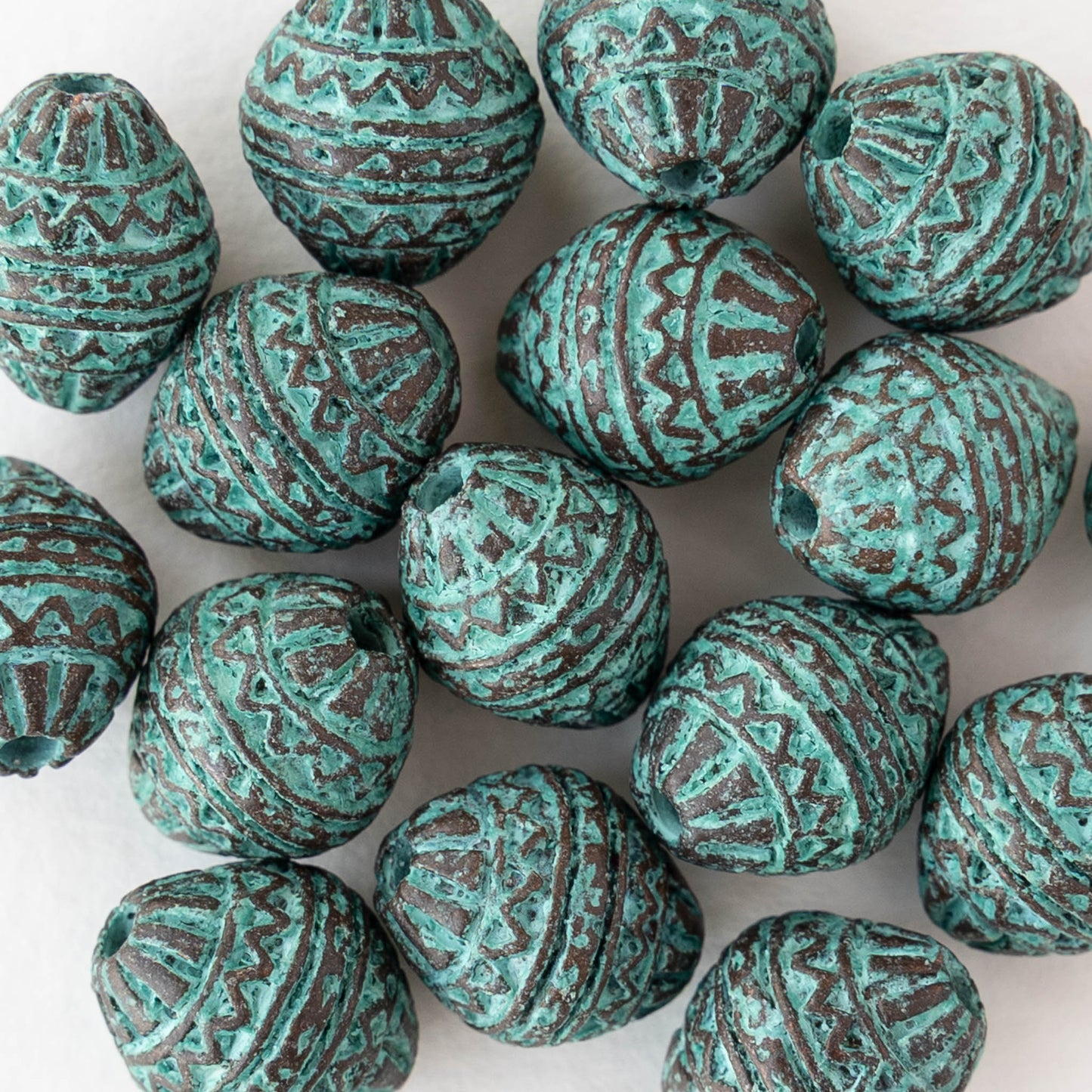 15mm Mykonos Metal Oval Beads - Copper Patina