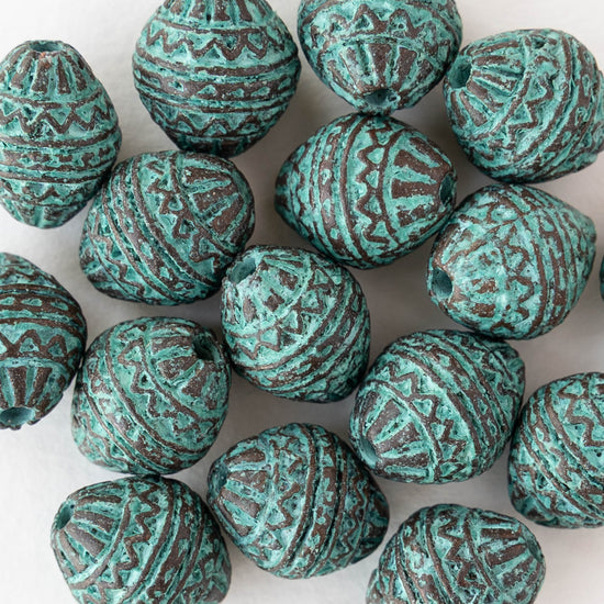 15mm Mykonos Metal Oval Beads - Copper Patina