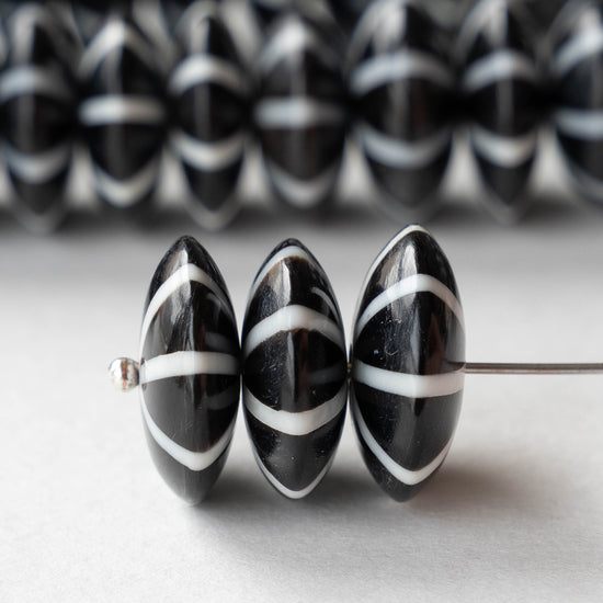 15mm Buffalo Horn Disk Beads - Black and White - 10 beads