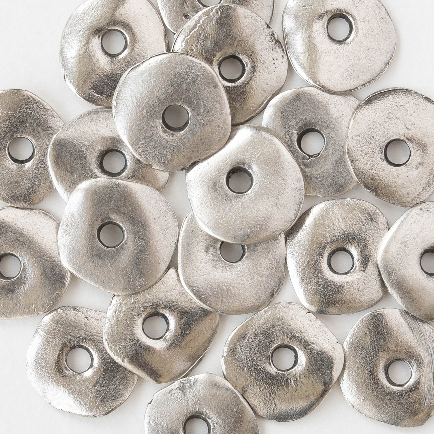 15mm Mykonos Metal Disk Beads - Silver