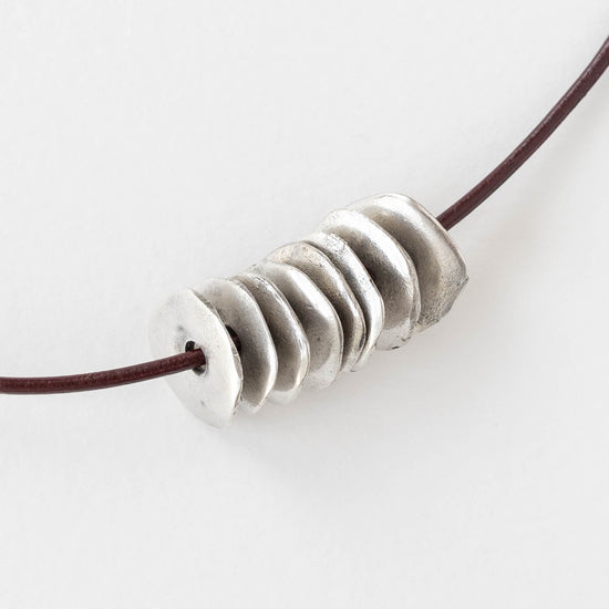 15mm Mykonos Metal Disk Beads - Silver