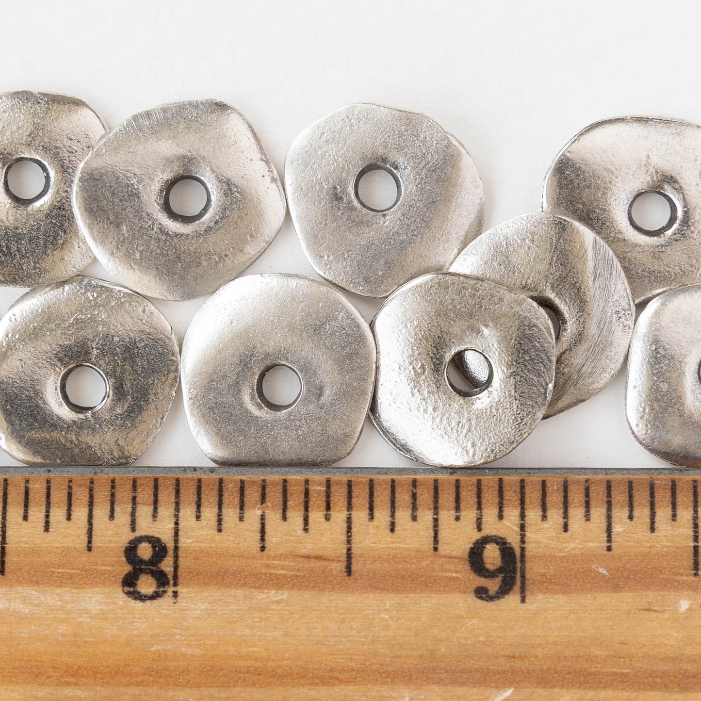 15mm Mykonos Metal Disk Beads - Silver