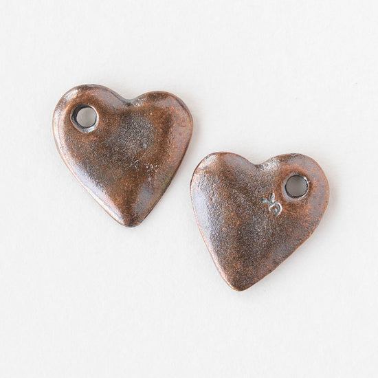 15mm Mykonos Heart Pendant - Antique Copper - 2 or 6 pendants