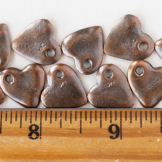 15mm Mykonos Heart Pendant - Antique Copper - 2 or 6 pendants