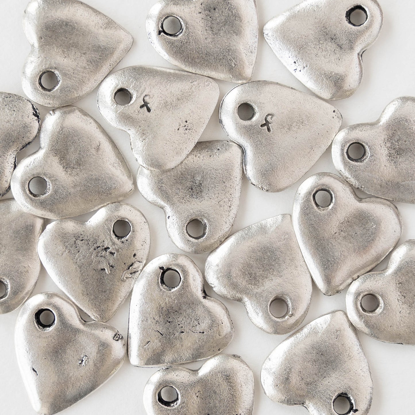 15mm Mykonos Heart Pendant - Antique Silver - 2 or 6 pendants