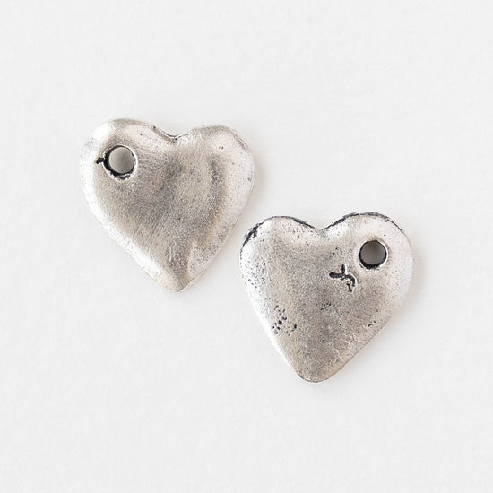 15mm Mykonos Heart Pendant - Antique Silver - 2 or 6 pendants