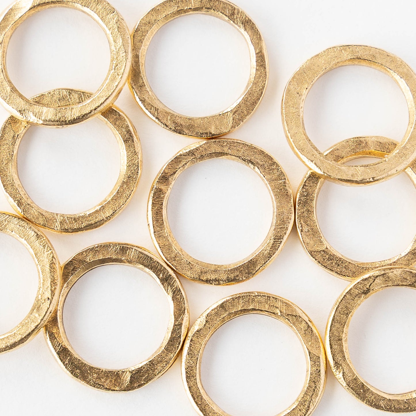 16mm Hammered Circle Hoop - 24k Gold Plated - 1, 2 or 6 pieces