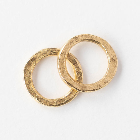 16mm Hammered Circle Hoop - 24k Gold Plated - 1, 2 or 6 pieces