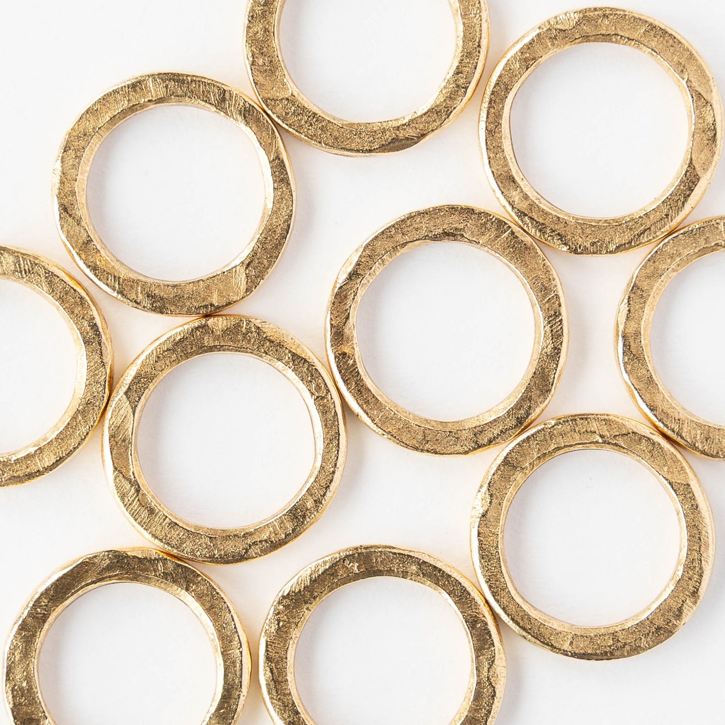 16mm Hammered Circle Hoop - 24k Gold Plated - 1, 2 or 6 pieces