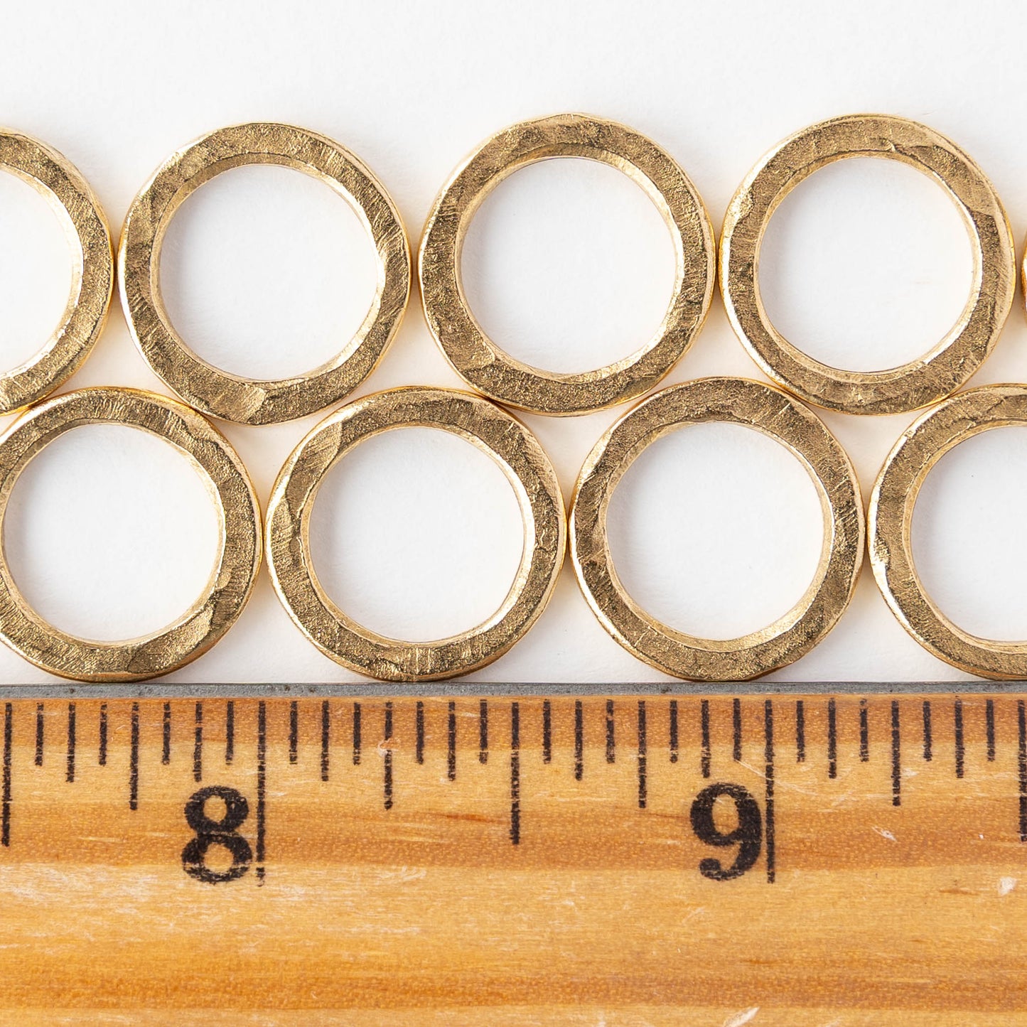 16mm Hammered Circle Hoop - 24k Gold Plated - 1, 2 or 6 pieces