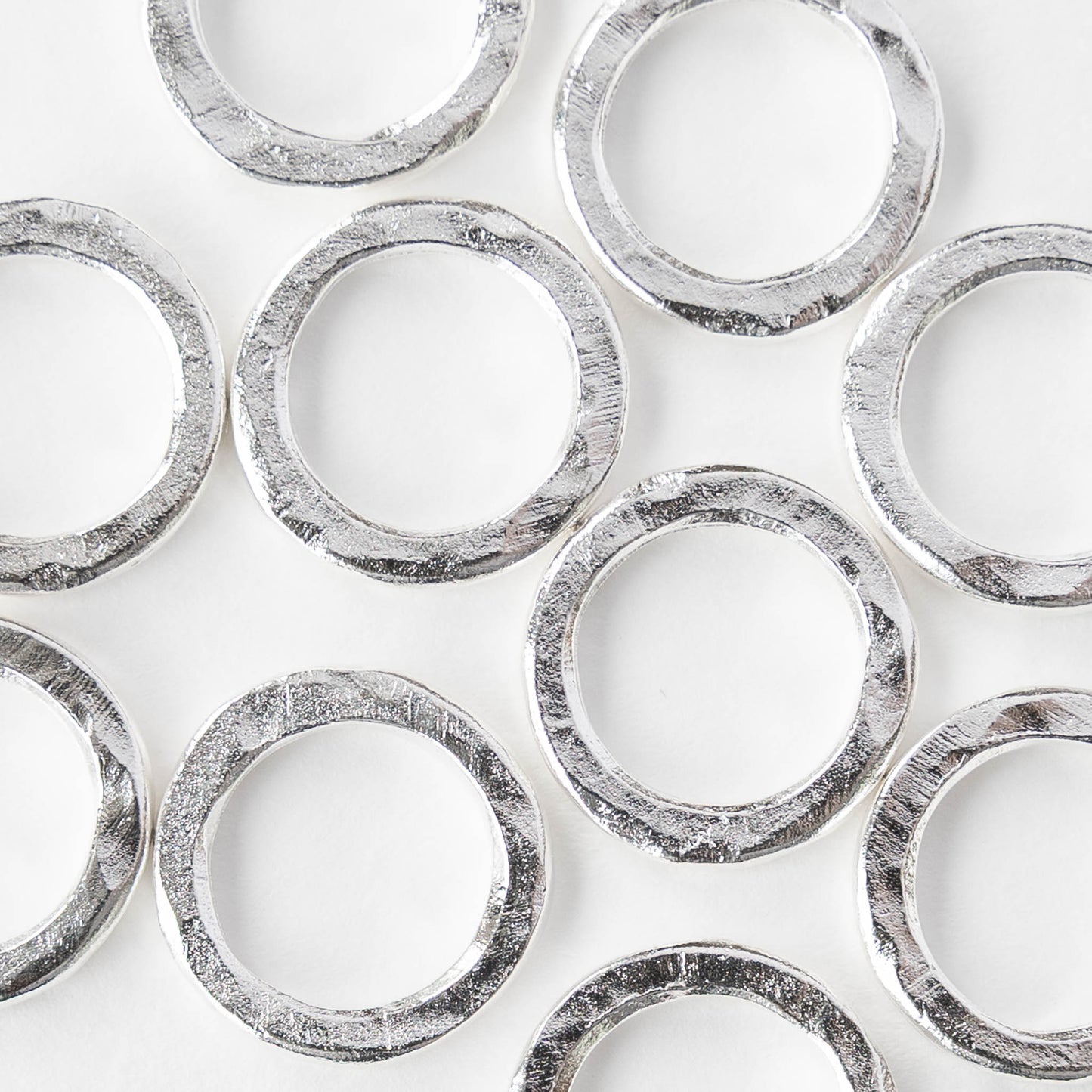 16mm Hammered Circle Hoop - Silver - 1, 2 or 6 pieces