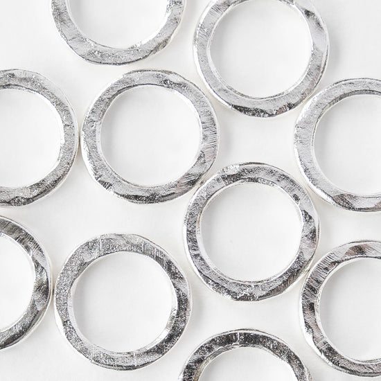 16mm Hammered Circle Hoop - Silver - 1, 2 or 6 pieces