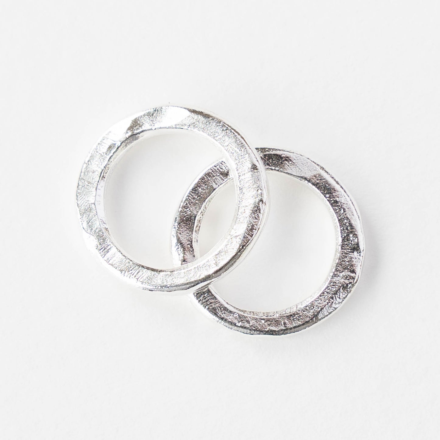 16mm Hammered Circle Hoop - Silver - 1, 2 or 6 pieces